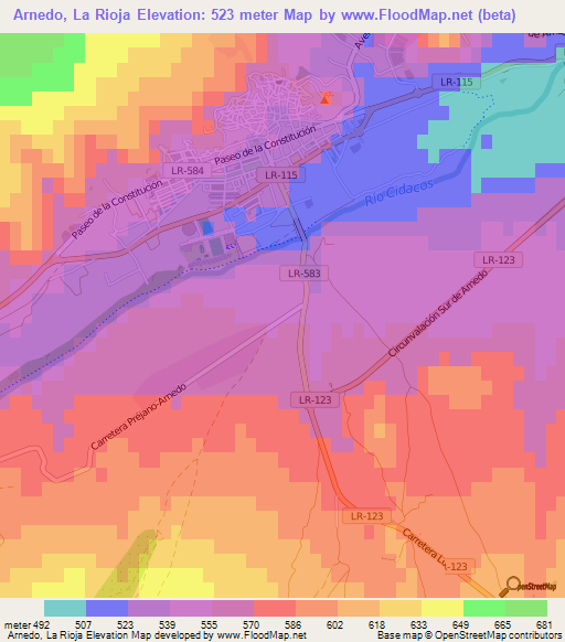 Arnedo, La Rioja,Spain Elevation Map