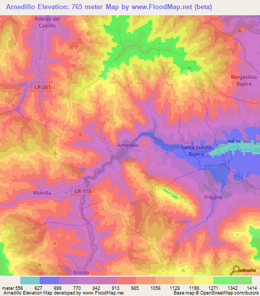 Arnedillo,Spain Elevation Map