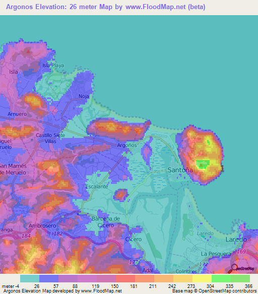 Argonos,Spain Elevation Map