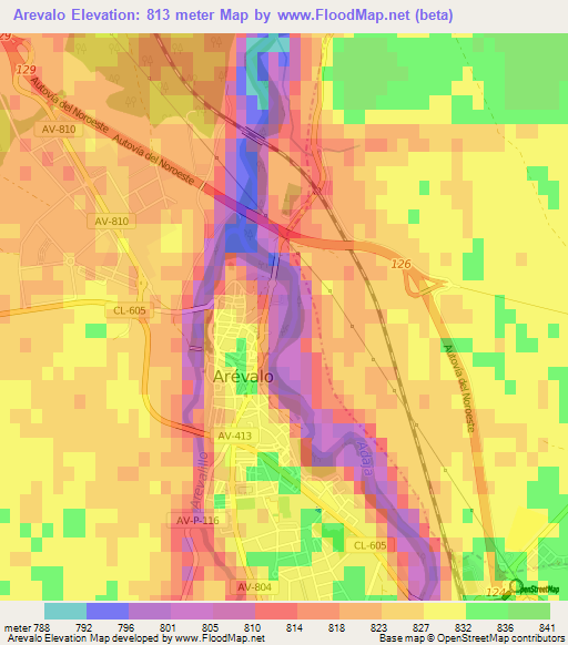 Arevalo,Spain Elevation Map