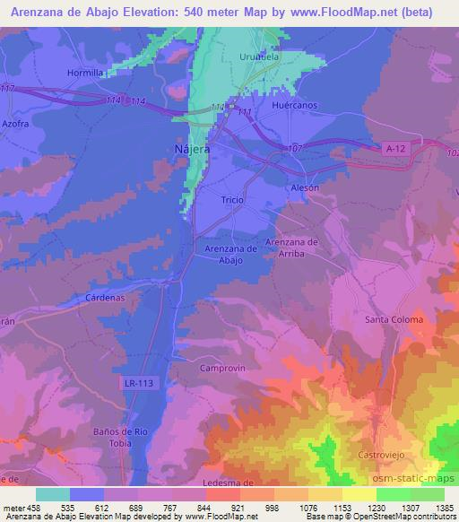 Arenzana de Abajo,Spain Elevation Map