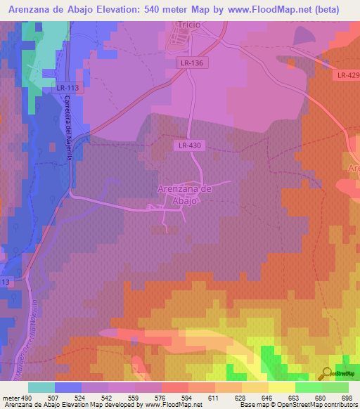 Arenzana de Abajo,Spain Elevation Map