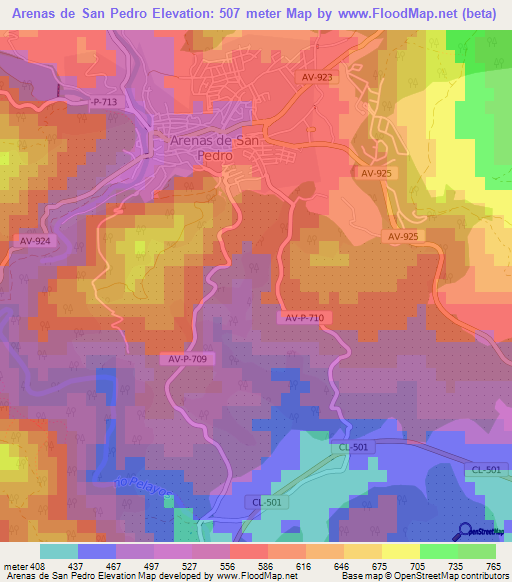 Arenas de San Pedro,Spain Elevation Map