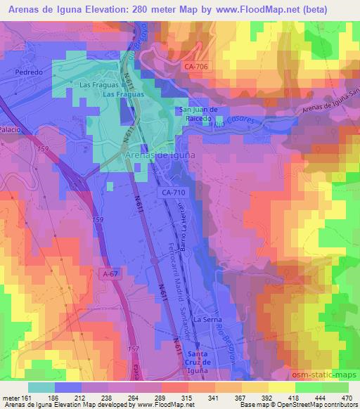 Arenas de Iguna,Spain Elevation Map