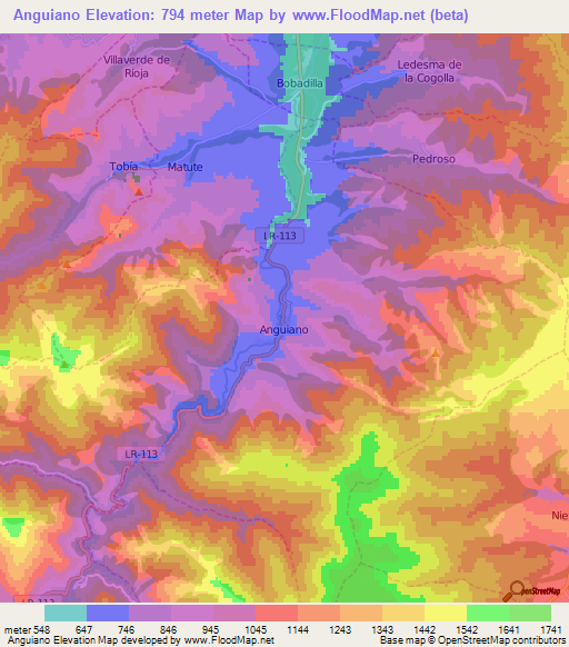 Anguiano,Spain Elevation Map