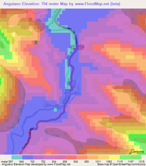 Anguiano,Spain Elevation Map