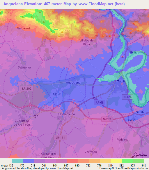 Anguciana,Spain Elevation Map