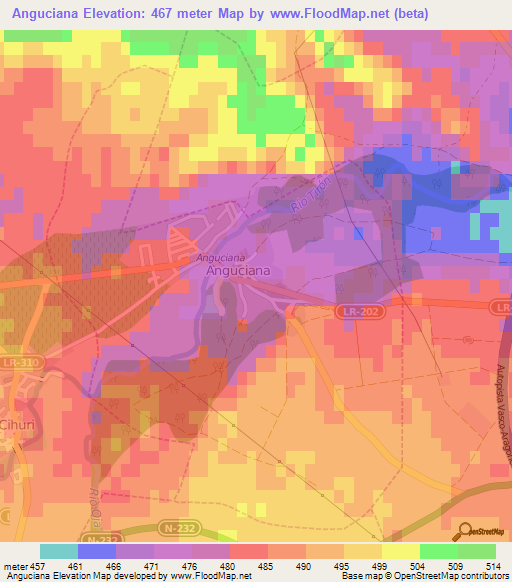 Anguciana,Spain Elevation Map