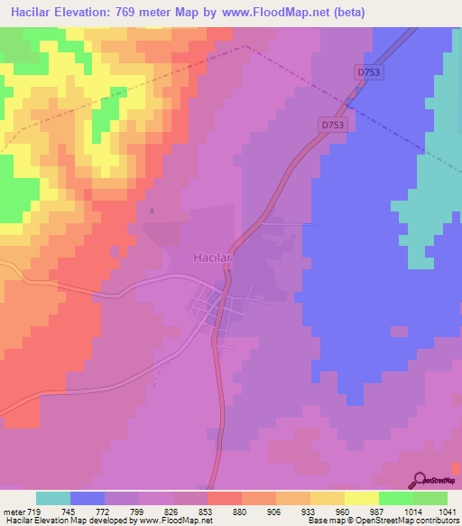 Hacilar,Turkey Elevation Map