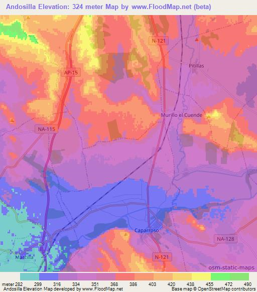 Andosilla,Spain Elevation Map