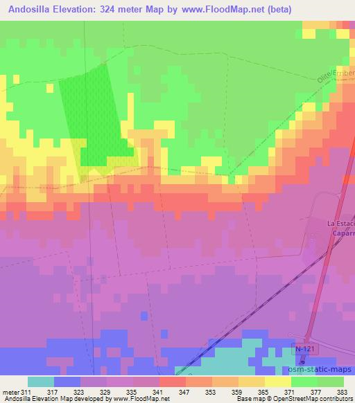 Andosilla,Spain Elevation Map