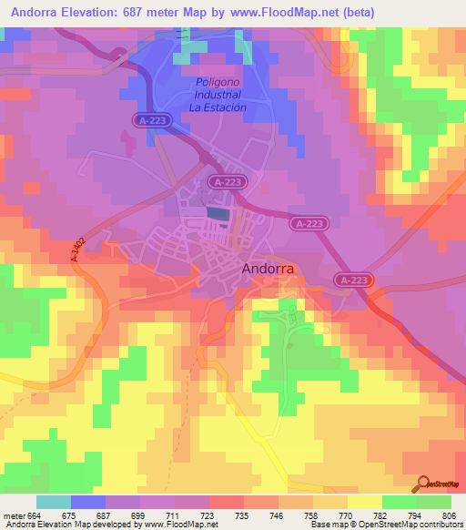 Andorra,Spain Elevation Map