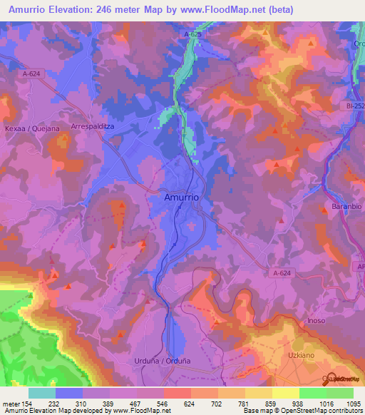 Amurrio,Spain Elevation Map