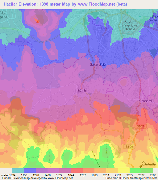 Hacilar,Turkey Elevation Map