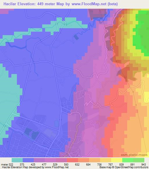 Hacilar,Turkey Elevation Map