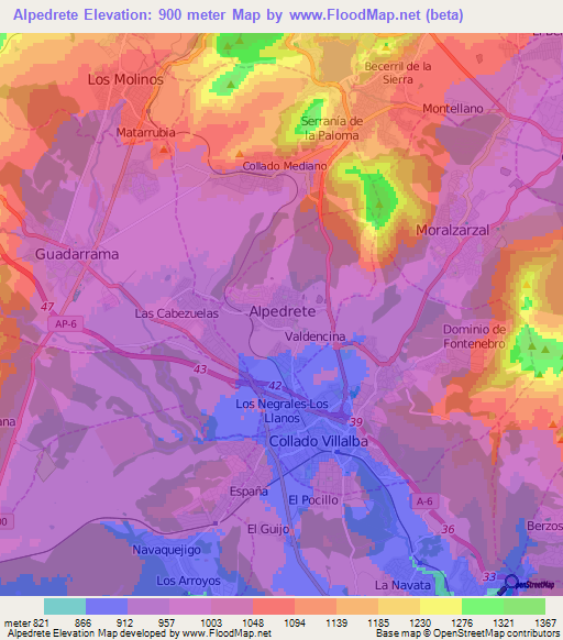 Alpedrete,Spain Elevation Map
