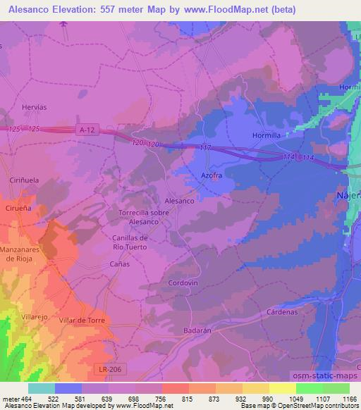 Alesanco,Spain Elevation Map