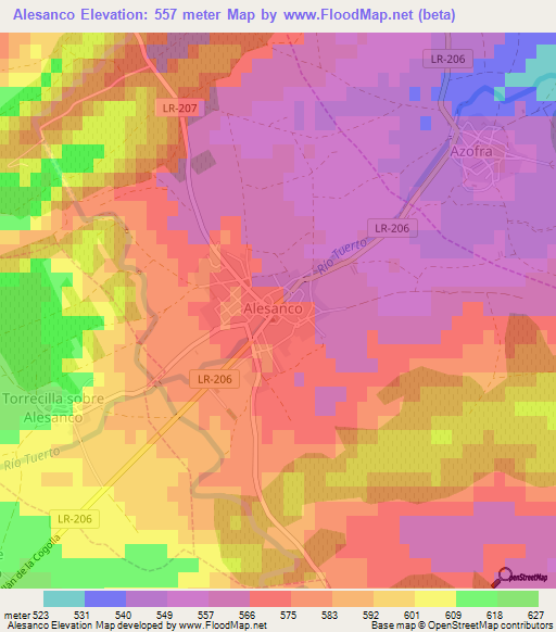 Alesanco,Spain Elevation Map