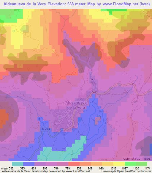 Aldeanueva de la Vera,Spain Elevation Map