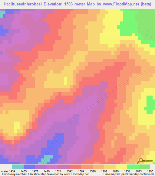 Hacihuseyinlerobasi,Turkey Elevation Map