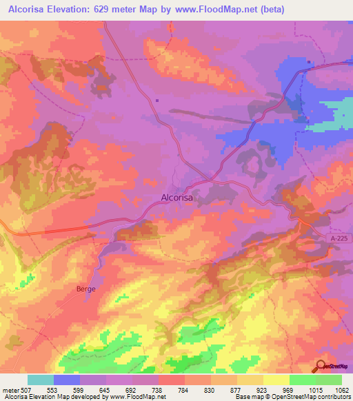 Alcorisa,Spain Elevation Map