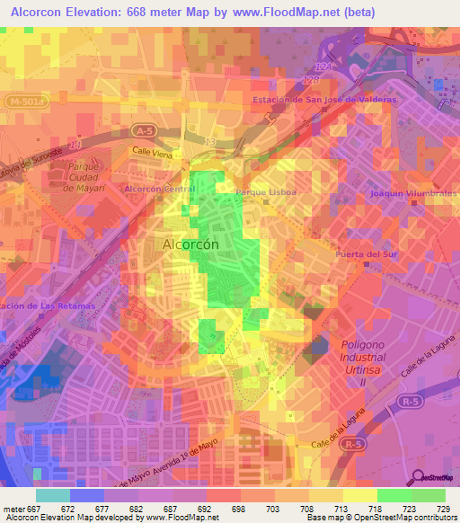 Alcorcon,Spain Elevation Map