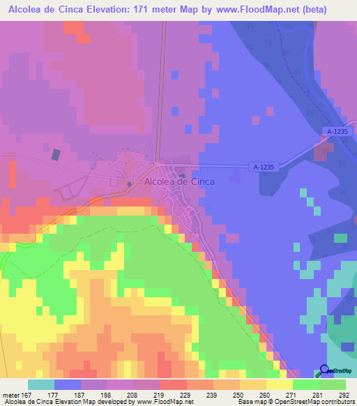 Alcolea de Cinca,Spain Elevation Map
