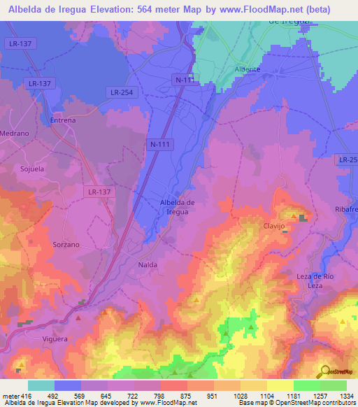 Albelda de Iregua,Spain Elevation Map