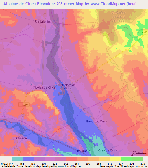 Albalate de Cinca,Spain Elevation Map