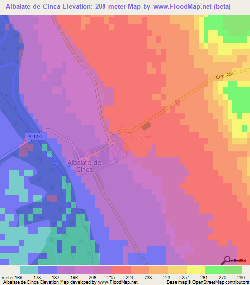 Albalate de Cinca,Spain Elevation Map