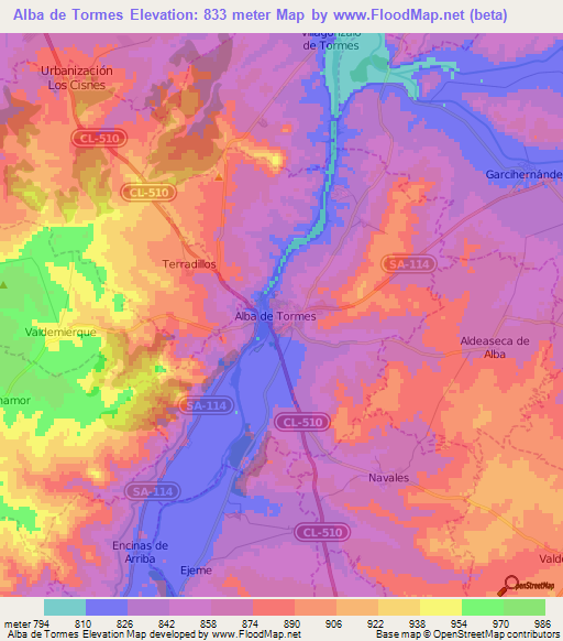 Alba de Tormes,Spain Elevation Map
