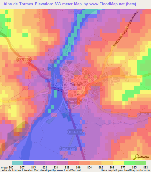 Alba de Tormes,Spain Elevation Map