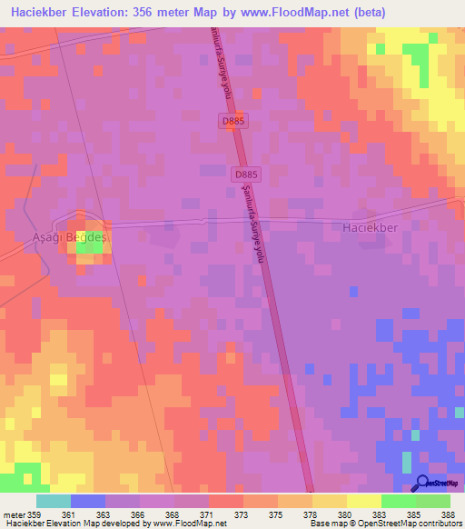 Haciekber,Turkey Elevation Map