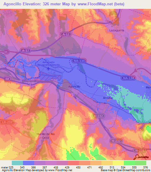 Agoncillo,Spain Elevation Map