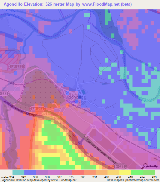 Agoncillo,Spain Elevation Map