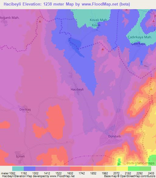 Hacibeyli,Turkey Elevation Map