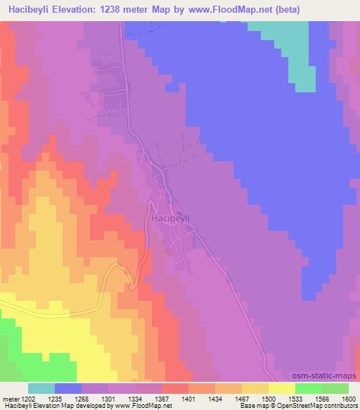 Hacibeyli,Turkey Elevation Map