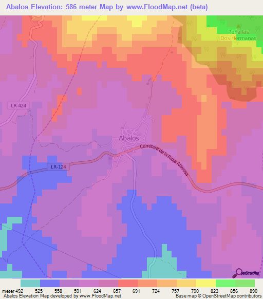 Abalos,Spain Elevation Map