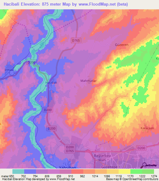 Hacibali,Turkey Elevation Map