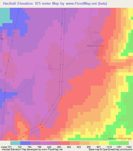 Hacibali,Turkey Elevation Map