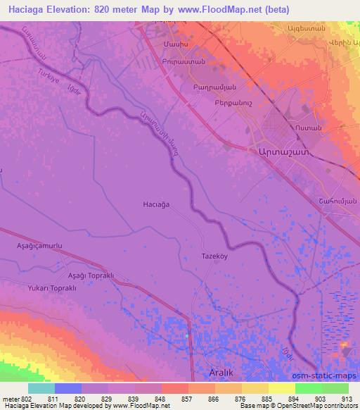 Haciaga,Turkey Elevation Map