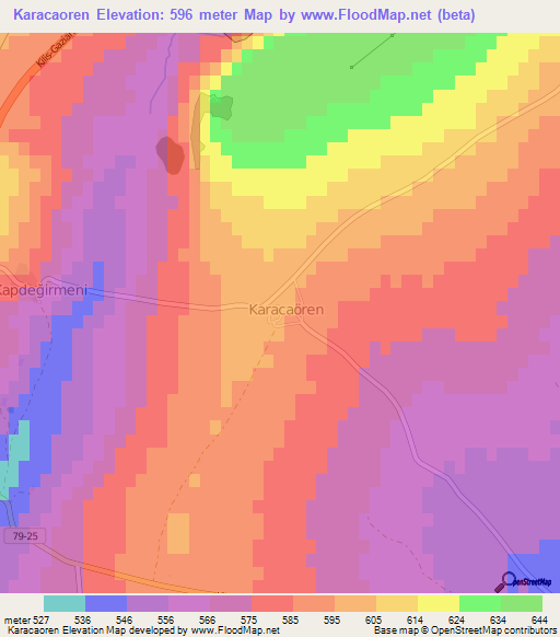 Karacaoren,Turkey Elevation Map