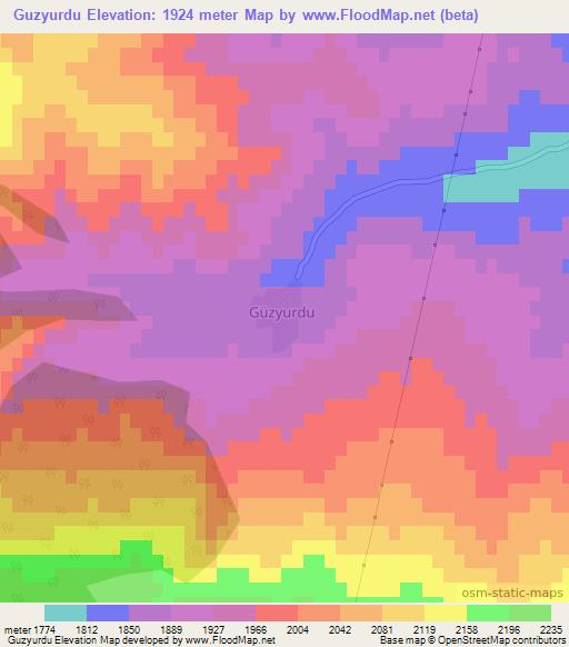 Guzyurdu,Turkey Elevation Map