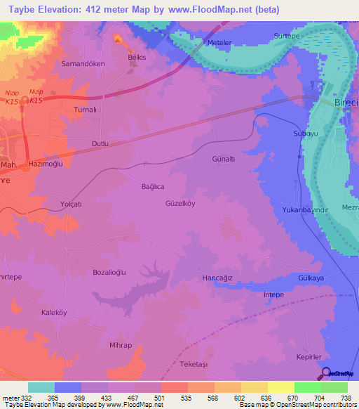 Taybe,Turkey Elevation Map