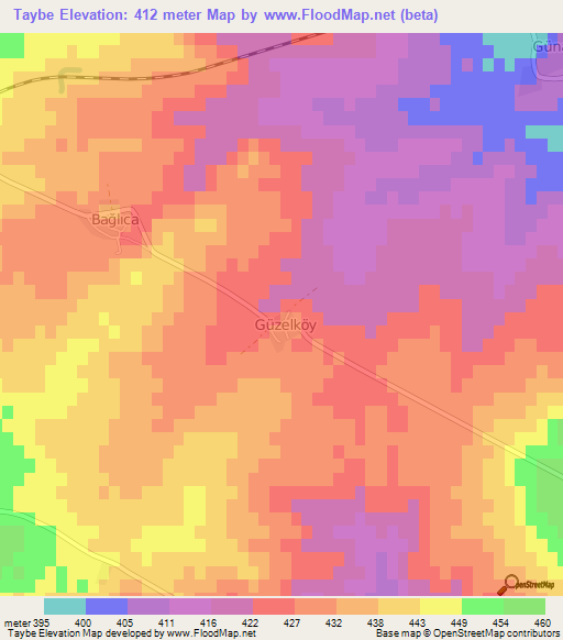 Taybe,Turkey Elevation Map