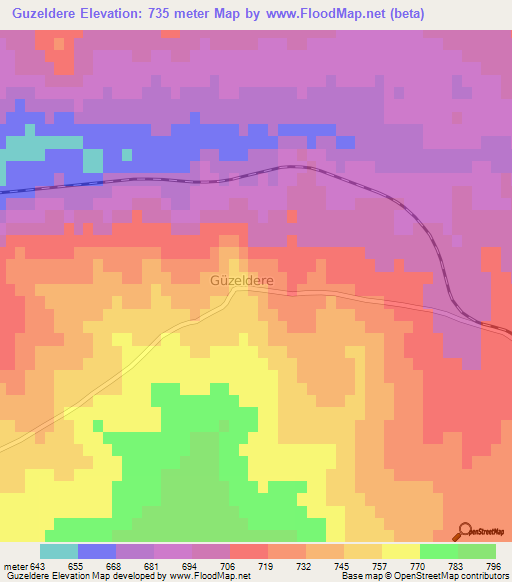 Guzeldere,Turkey Elevation Map