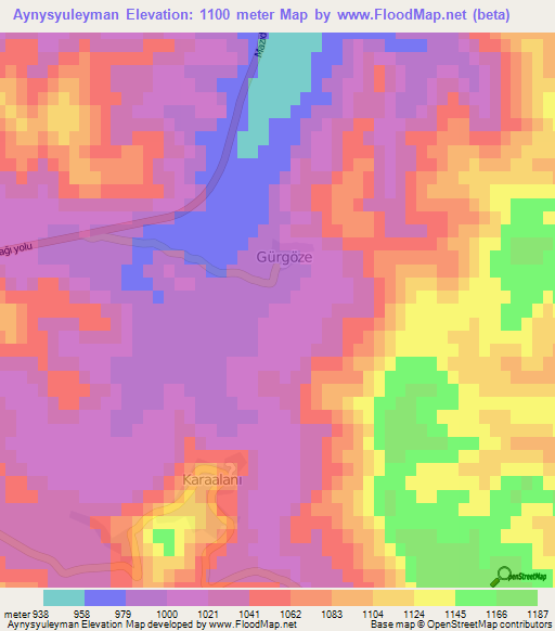 Aynysyuleyman,Turkey Elevation Map