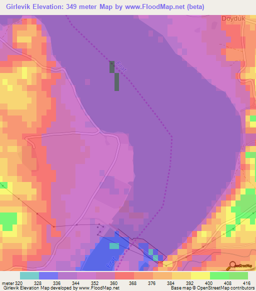 Girlevik,Turkey Elevation Map