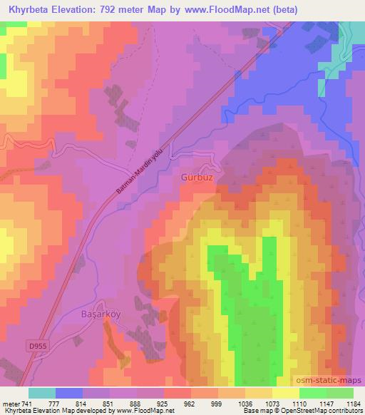 Khyrbeta,Turkey Elevation Map