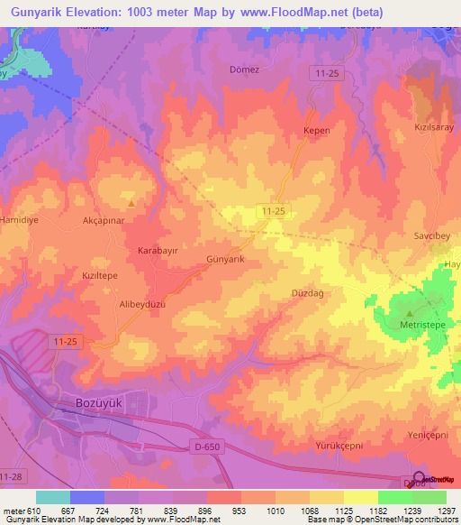 Gunyarik,Turkey Elevation Map